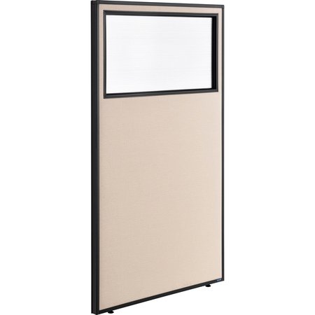 GLOBAL INDUSTRIAL Office Partition Panel With Partial Window, 36-1/4W x 60H, Tan 694659WTN